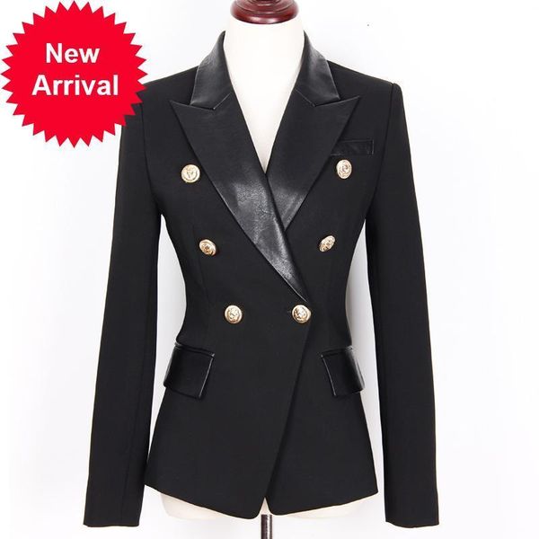 

new autumn 2021 new fashion thin suit elegant woman temperament long leather lapel sleeve of plutonium outwear et97, White;black
