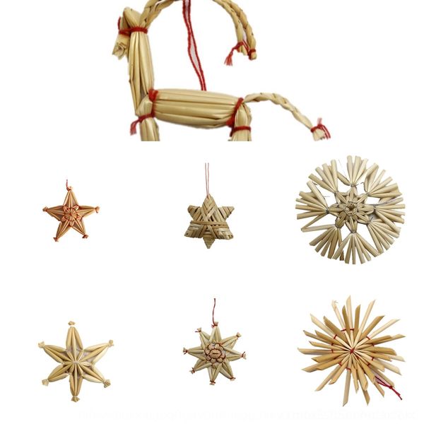 

4n7px straw snowflake woven christmas hexagonal star environmental protection hand pentagram snowflake hand woven pentagram hexagonal star e
