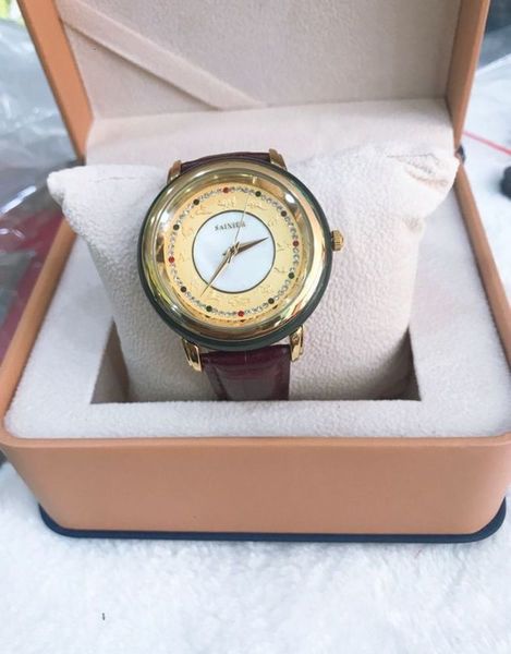 

lovers automatic men's japanese movement hetian jade quartz watch 2021, Slivery;brown