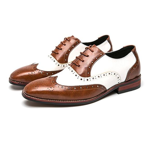 

new 2020 men retro brogue lace-up black white oxford shoes male dress wedding prom homecoming shoe sapato social masculino