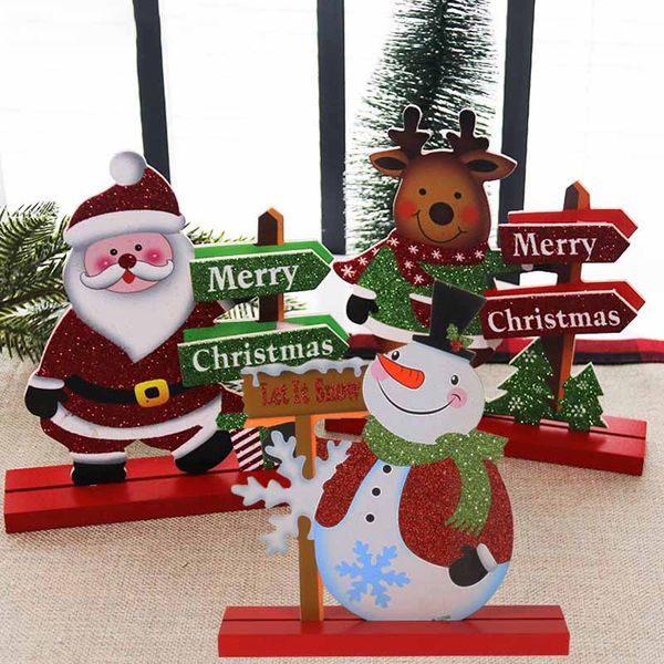 

2021 новый год декор санта снеговика elk christmas craft деревянные украшения рождественского стола украшения главная navidad подарков рожде