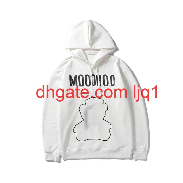 

mens hoodie sweater women and men sweatshirts stylish fashion tide long sleeve cotton blend bear printed pullover casual streetwear, Black