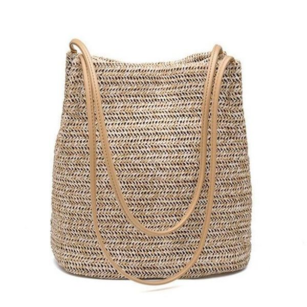 

bolso kiple2020 south korea's new straw bag casual handbag summer holiday shoulder bag ladies weaving bucket beach shoulder bags