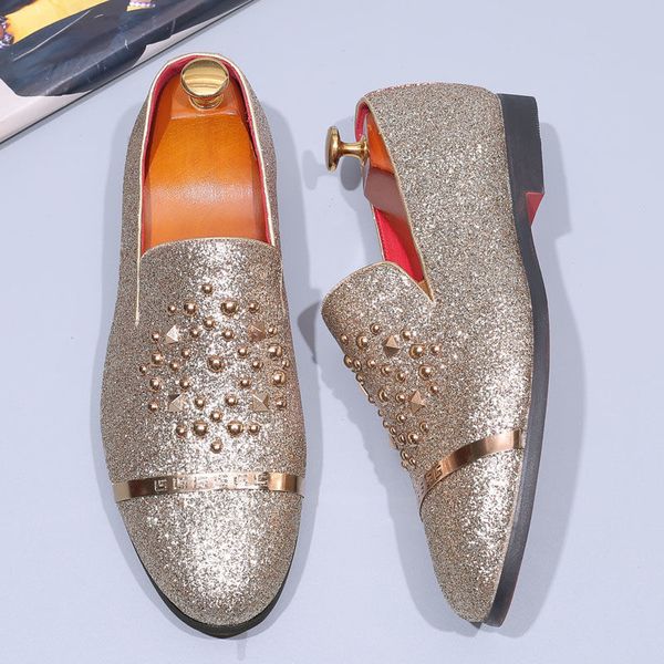 Männer Klassische Elegante Party Schuhe Mode Glitter Loafer Männer Neue Ankunft Italienische Coiffeur Hochzeit Kleid Formale Schuhe Männer