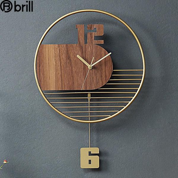 

large luxury wall clock 3d modern design metal wood clocks mechanism living room silent creative home decor reloj mural pared 50