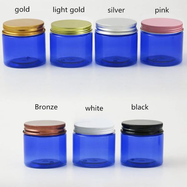 

30 x empty fashion blue pet skin care cream jar with aluminum lids & leak proof seal 2 oz cosmetic travel container 60g 60 ml1