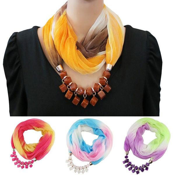 

chains fashion ethnic choker necklace for women geometric resin beads statement silk scarf necklaces bohemian jewelry wholesale price, Silver