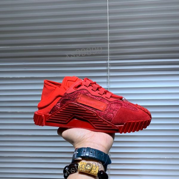 

new designer shoes men women ns1 slip-on sneakers mixed-material real leather luxury trainers men shoes quality, Black;red