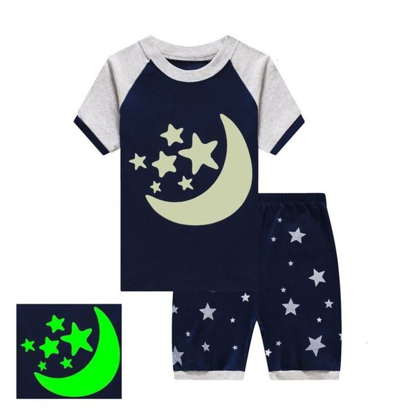 

cartoon children's pure light home cotton thin air conditioning cloth boys' and girls' pajamas qqk9, Blue;red