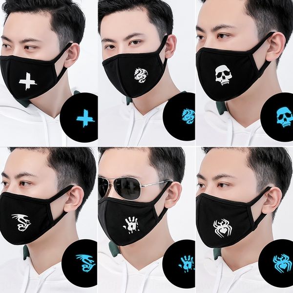 

lnxwr luminous men's and women's black pure cotton autumn and winter korean facial mask couple cartoon dust-proof breathable warm