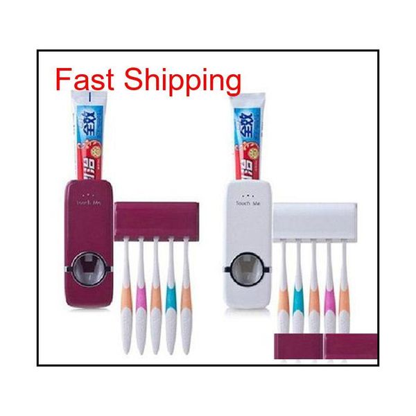 

1pc creative matic toothpaste dispenser tooth brush holder set toothbrush family sets 2 colo qylqht toys2010
