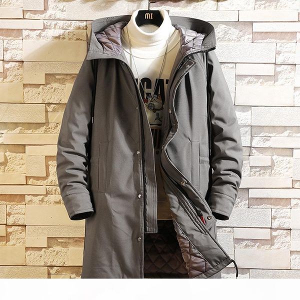 

dimusi winter men's jackets fashion male cotton thick warm parkas casual outwear mid-long thermal hooded coats mens clothing, Black