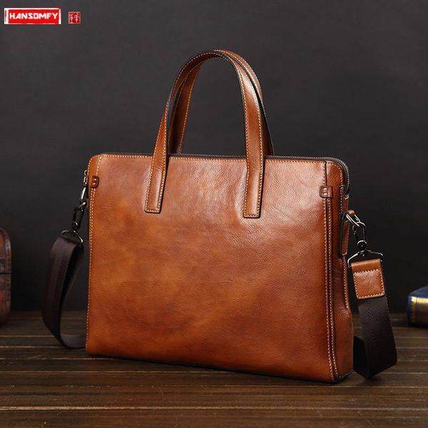 

briefcases men's handbag men lapbag soft leather briefcase shoulder messenger business simple computer bags