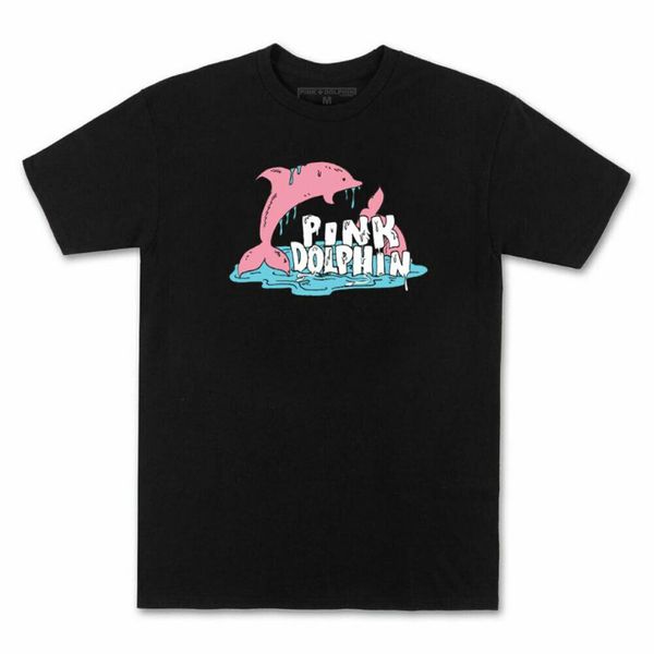 

pink dolphin drip script short sleeve t shirt men women black skate clot tee shirt new funny sport hooded sweatshirt hoodie
