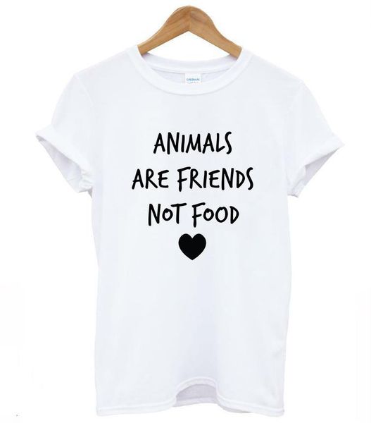 

animals are friends not food letters print women tshirt cotton casual funny t shirts for lady tee hipster drop ship z-386, White