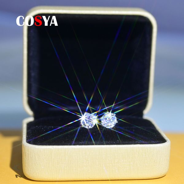 COSYA Echt 1 Karat Diamant Ohrstecker Für Frauen 925 Sterling Silber Party Mi Edlen Schmuck Valentinstag Geschenke 220211