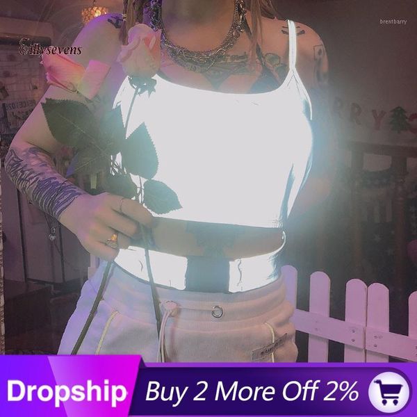 

new sleeveless womens clothing reflective womens streetwear vest with belt women haut femme1, White