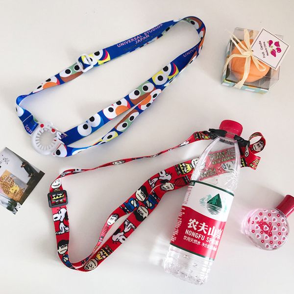 

adjustable beverage bottles lanyard water bottle buckles straps cartoon portable hiking outdoor travel kettle hanging rope dh1263