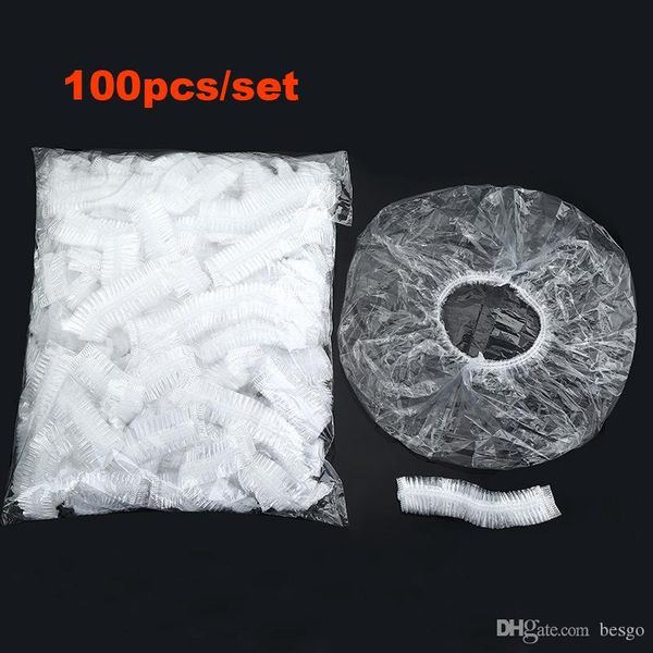 

100pcs/lot bath caps disposable shower caps hat bathing caps l one-off elastic shower cap clear hair salon bathroom products vt0123