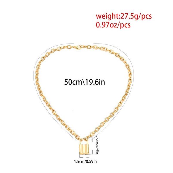 

punk hip hop lock chain necklace women/men gothic long chain padlock pendant necklace 2019 new fashion jewelry friends jllaan, Black