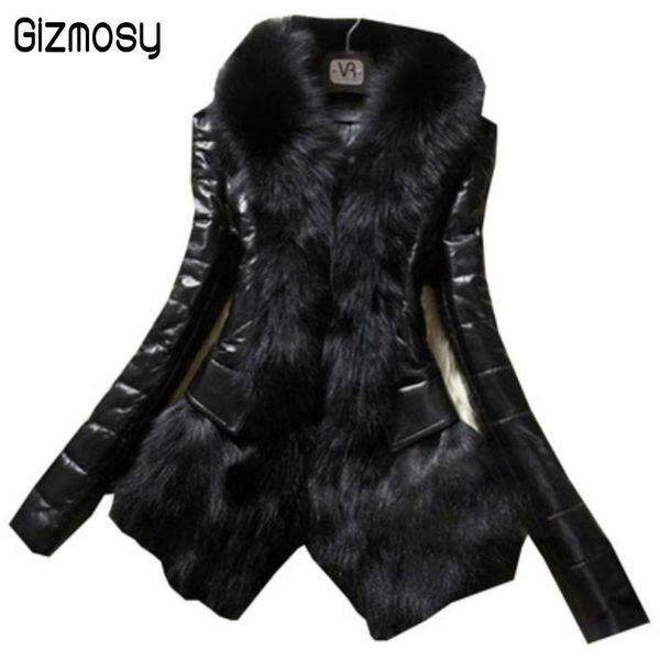

new female faux leather jacket women winter coat thickening cotton jacket womens outwear fur for women plus size ca3263, Black