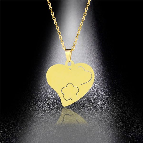 

stainless steel jewelry custom love necklace female korean short paragraph simple accessories star clavicle chain heart pendant, Silver