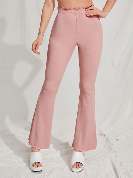 

lettuce trim flare leg pants o1nm#, Black;white