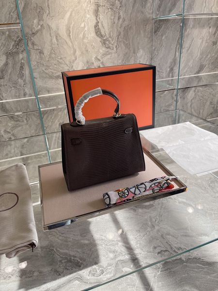 

2021 new lizard cowhide bag high-end quality temperament mixed fashion temperament lady's handbag shoulder bag 25cm