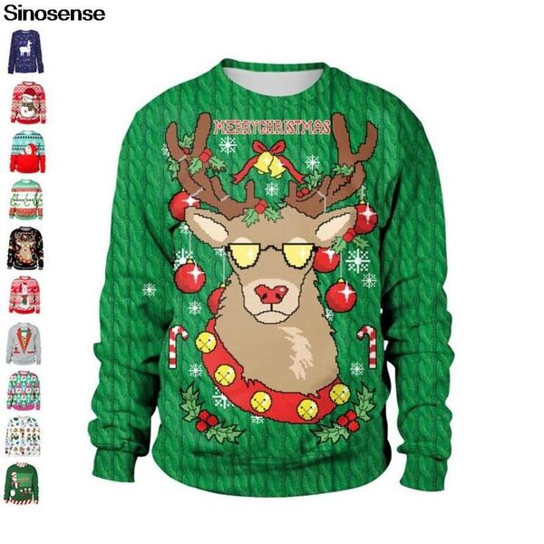

3d funny reindeer xmas sweater pullover ugly christmas sweaters jumpers men women autumn winter holiday party sweatshirt, White;black