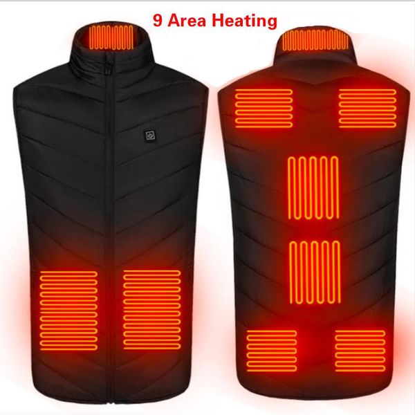 

outdoor t-shirts 9 places heated vest men women usb jacket heating thermal clothing hunting winter black s-6xl, Gray;blue