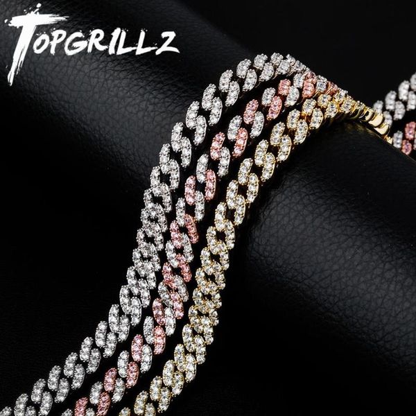 

chains rillz 8mm fashion miami cuban necklace full iced out cubic zirconia hip hop rapper rock jewelry gift, Silver