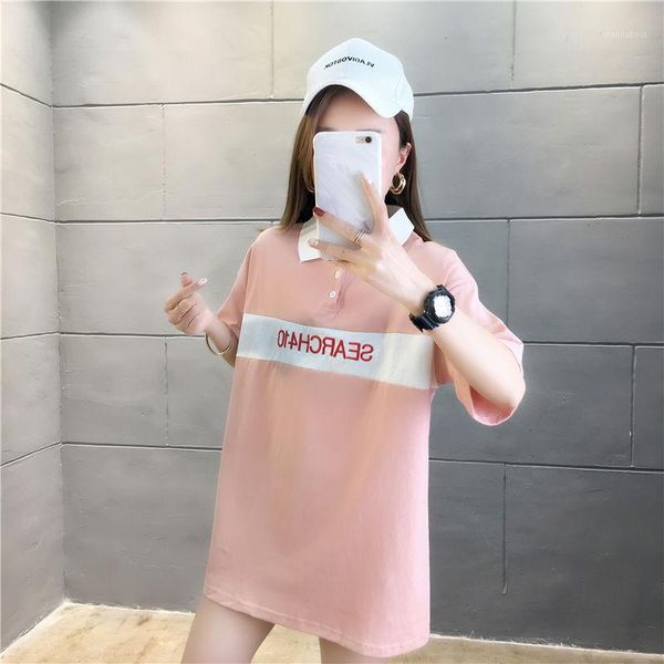 

cute summer women short sleeve t-shirt cartoon print o neck tees large size tshirt ins long bottoming shirt losse harajuku, White
