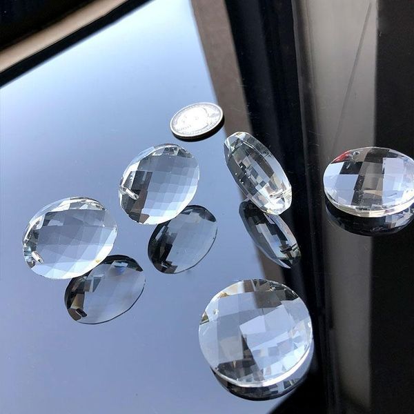 

5pc round drilled faceted suncatcher chandelier crystal part prism glass hanging window decoration diy pendant craft supply 30mm h bbyttf