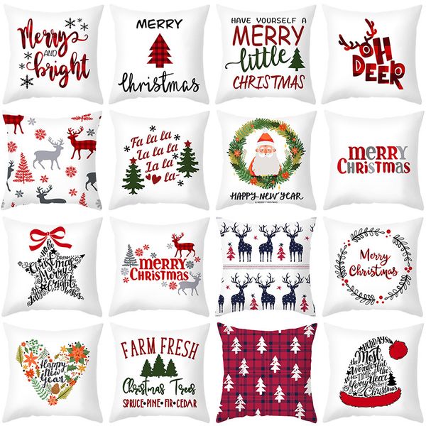

white merry christmas design throw pillow cover sofa cushion case pillowcase xmas decor for home new year gifts