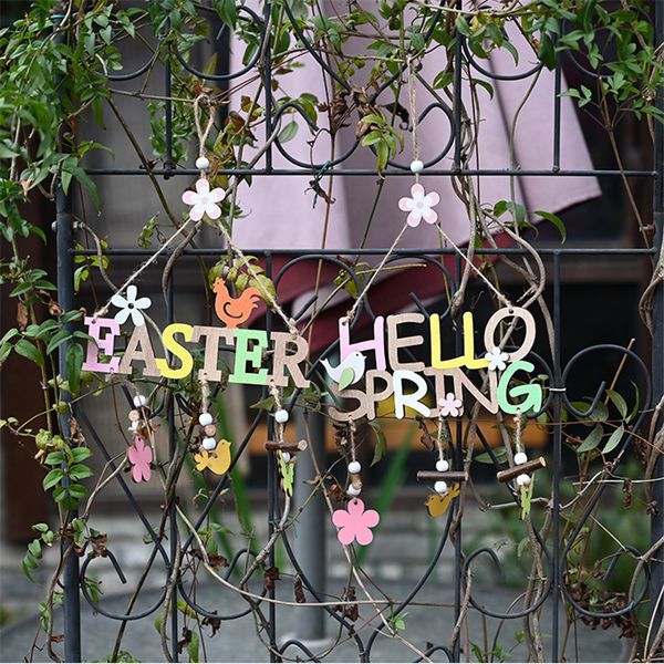 

handmade wood easter ornaments easter hello spring letter wooden pendents door window tree hanging party home decoration gifts 2021 g12007