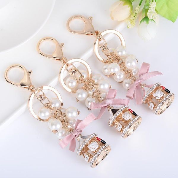 

carousel beads car key chains for women girls lady rhinestone pendant bag charm metal key ring fashion keychain gift jewelry keyrings holder, Slivery;golden