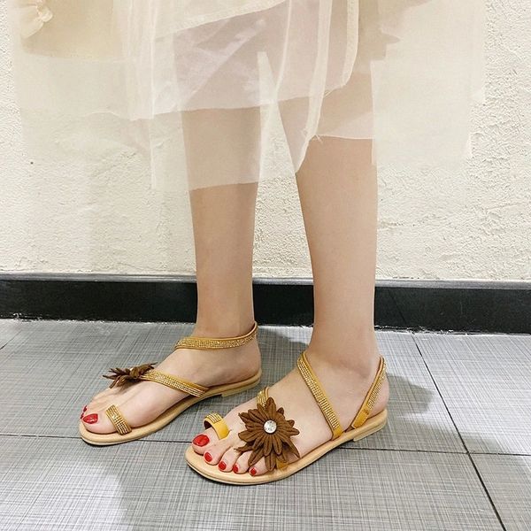 

cootelili women sandals flat flower low heels ladies gladiator sandals slip on fashion summer shoes open toe women shoes #fg8x, Black