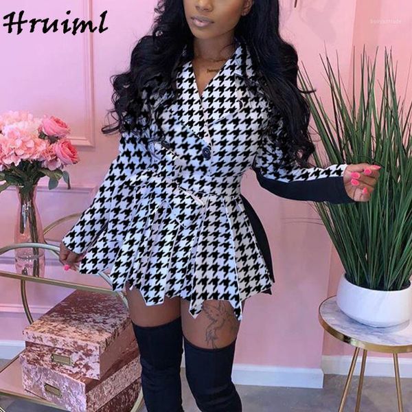 

casual dresses long sleeve dress strappy button slim office party women clothing fashion color matching printing for women1, Black;gray
