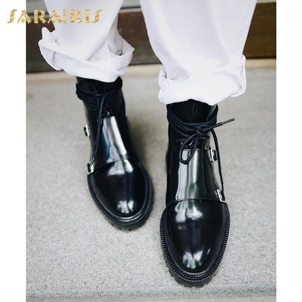 

boots sarairis 2021 fashion platform comfortable women shoes lace up spring autumn ins wholesale ladies boots1, Black