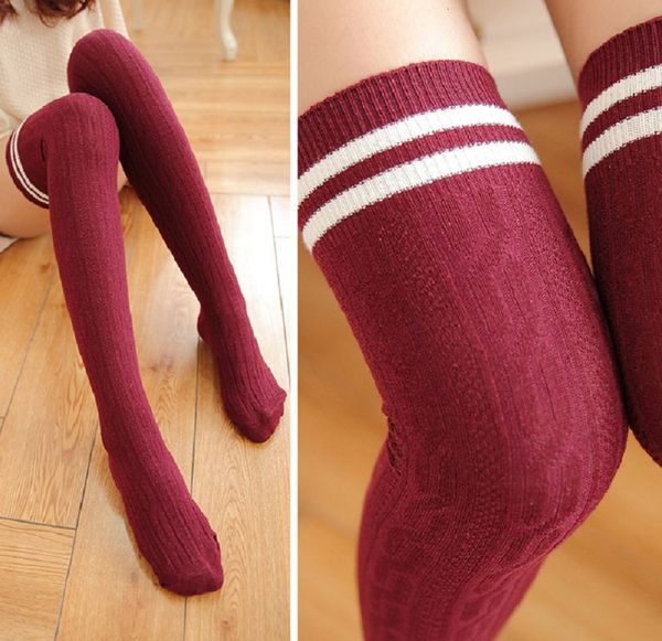 

1 pair of new fashion women's thigh high over the knee socks long cotton stockings for girls ladies women, Black;white