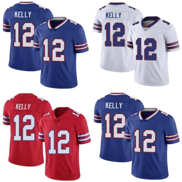 

men #12 jim kelly women youth nfl elite rush jersey, Black;red