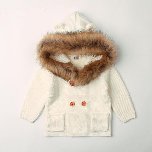 

winter warm newborn baby boys knitted sweater jacket hooded fur collar infant boys knitwear cardigan outwear coat dq980 sqchdp pingtoy, Blue