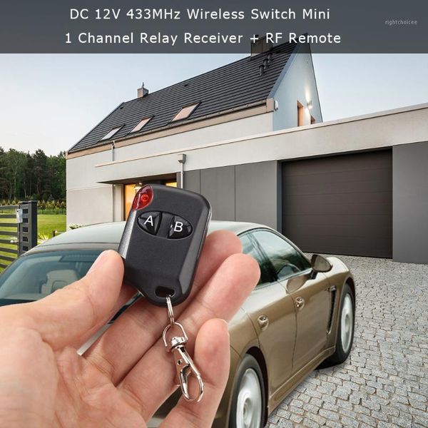 

remote controlers 433mhz rf switch mini dc 12v 1 channel relay receiver + for book cabinet household office door protection parts1