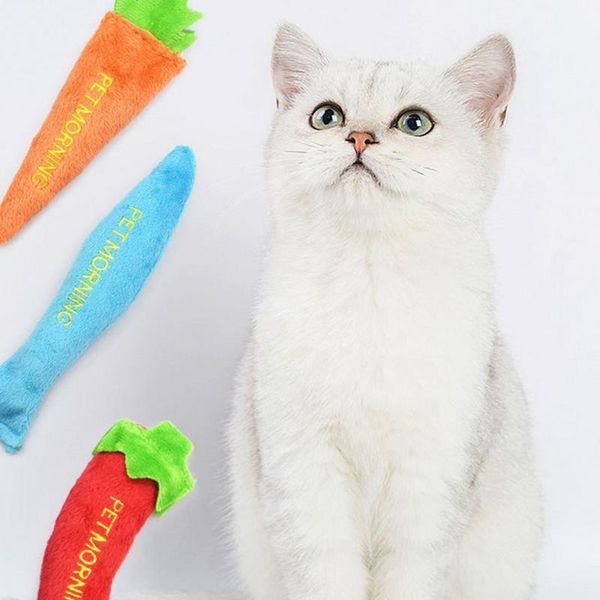 

cat toys 1pcs simulation vegetable toy cute pepper carrot eggplant fish plush catnip chew pet funny interactive toys1