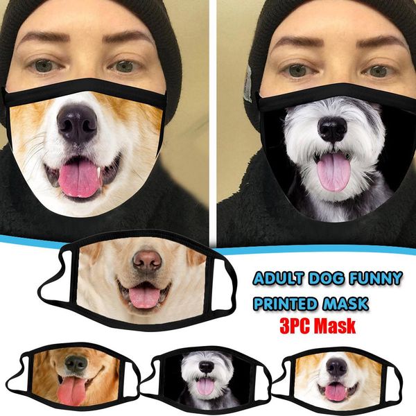 

3pc funny animal print protective mask washable reusable earloop dustproof cotton mouth face mask mascarilla lavable wmtoxv