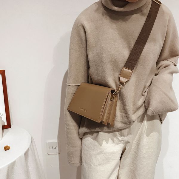

personalized solid color trapezoidal wide shoulder strap cross small square bag spring / summer new fashion women's bag fashion bag c11