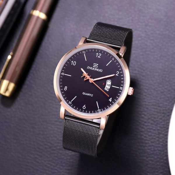 

new luminous men's fashion quartz waterproof business leisure fine steel mesh belt boy's watch 9gst, Slivery;brown
