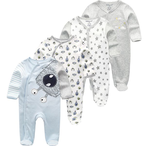 

baby clothes 2020 kids long sleeve 3/4pcs rompers newborn clothing animal jumpsuit autumn boy pajamas t200706, Blue