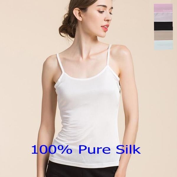 

100% silk padded camisole vest shirt sleepwear adjustable strap  l xl hy1161, Black;white