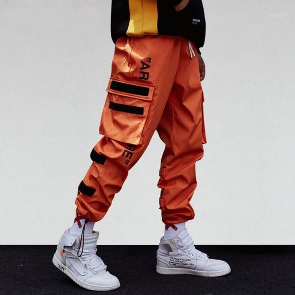 

2020 side pockets cargo harem pants hip hop casual male tatical joggers trousers fashion streetwear pants streetwear1, Black